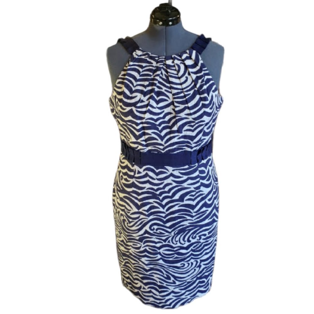 Antonio Melani Jorja Navy White Halter Dress Women's Size 14